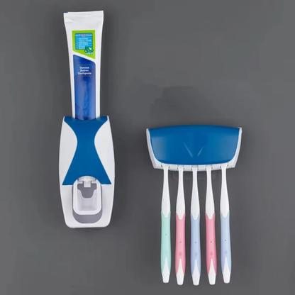 No Punch Wall Mounted Toothpaste Squeezer With  Toothbrush Holder