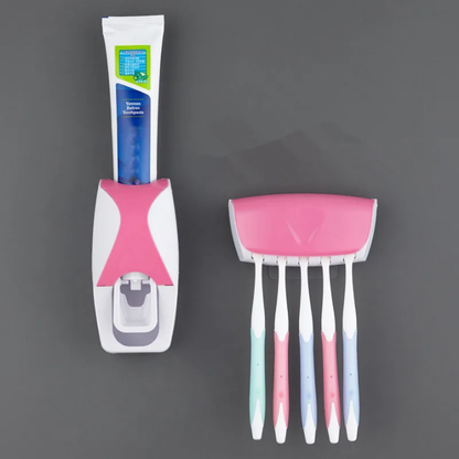 No Punch Wall Mounted Toothpaste Squeezer With  Toothbrush Holder