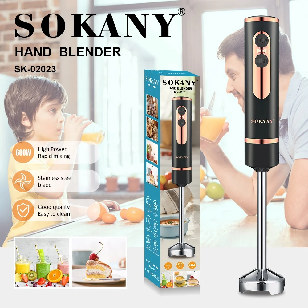 600 Watts Sokany Four blade Hand Held Immersion blender Food Processor 02023