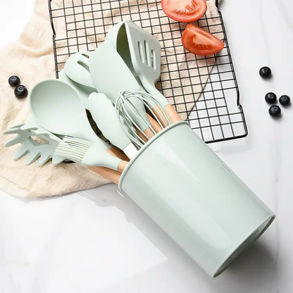 11 piece barrel style Silicone Cooking Spoon Set
