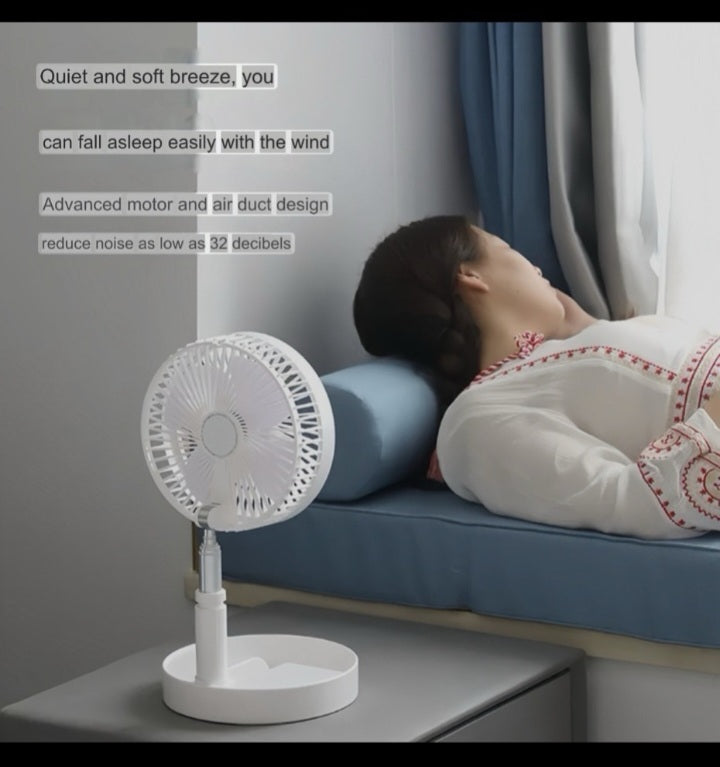 Foldable USB Chargeable  fan with Telescopic Rod