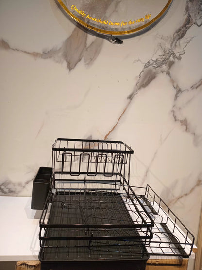 Dish draining rack with extendable bottom