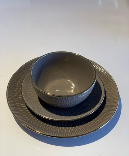 18pcs Grey Patterned Dinner Set YL18-41