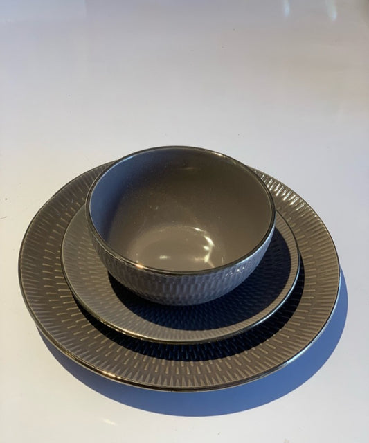 18pcs Grey Patterned Dinner Set YL18-41
