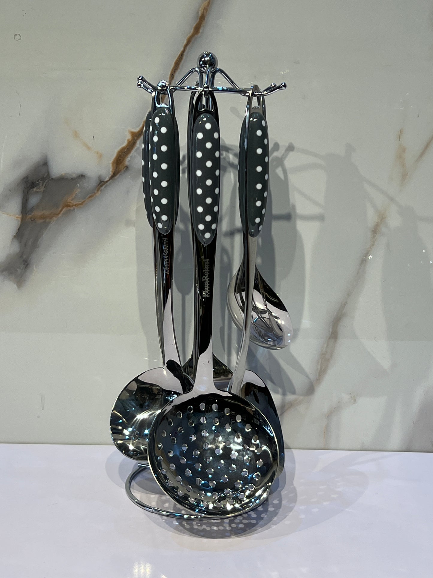 HR 904 Stainless steel cooking spoons set with hanger