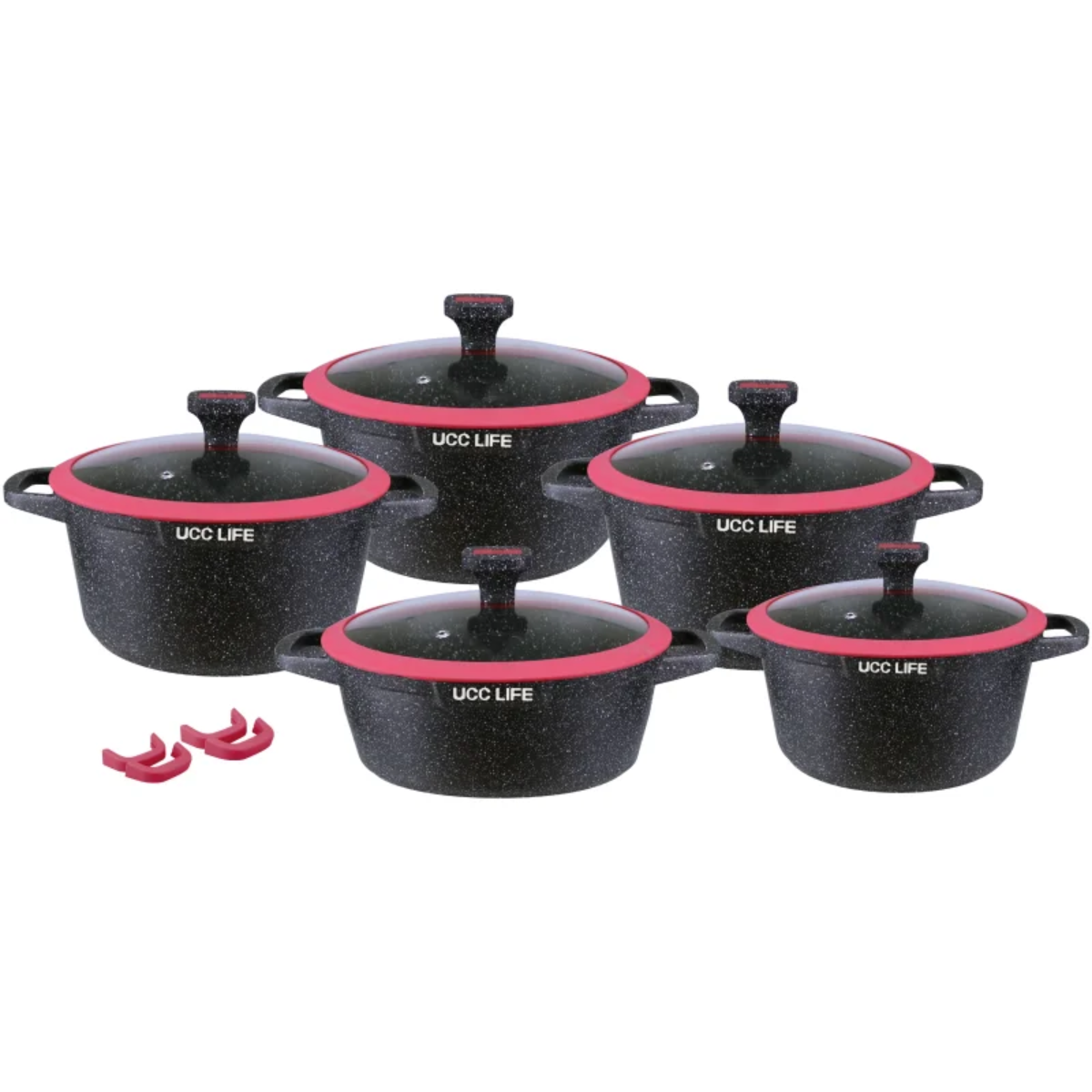 14 piece aluminium body with granite coating cookware set