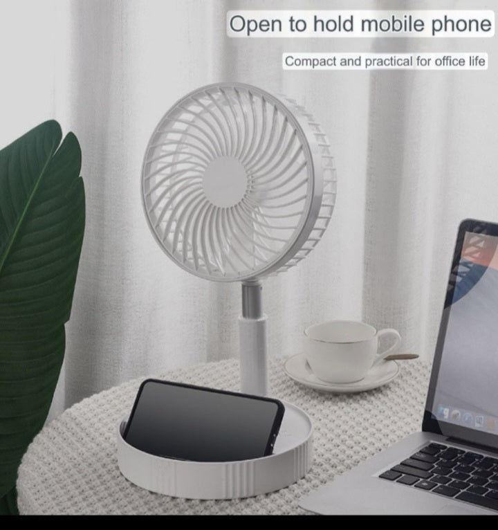 Foldable USB Chargeable  fan with Telescopic Rod