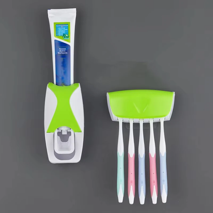 No Punch Wall Mounted Toothpaste Squeezer With  Toothbrush Holder