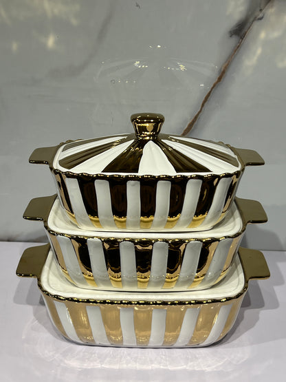 High-Quality Ceramic 3in1 serving dish AHS0051
