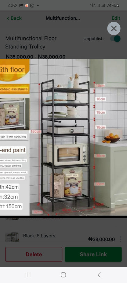 Multifunctional Floor Standing Trolley