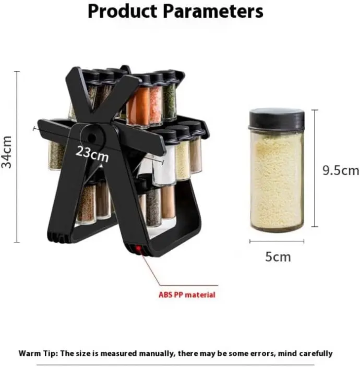 Counter top Multifunctional 18 jar spice rotating jars/rack