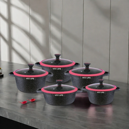 14 piece aluminium body with granite coating cookware set