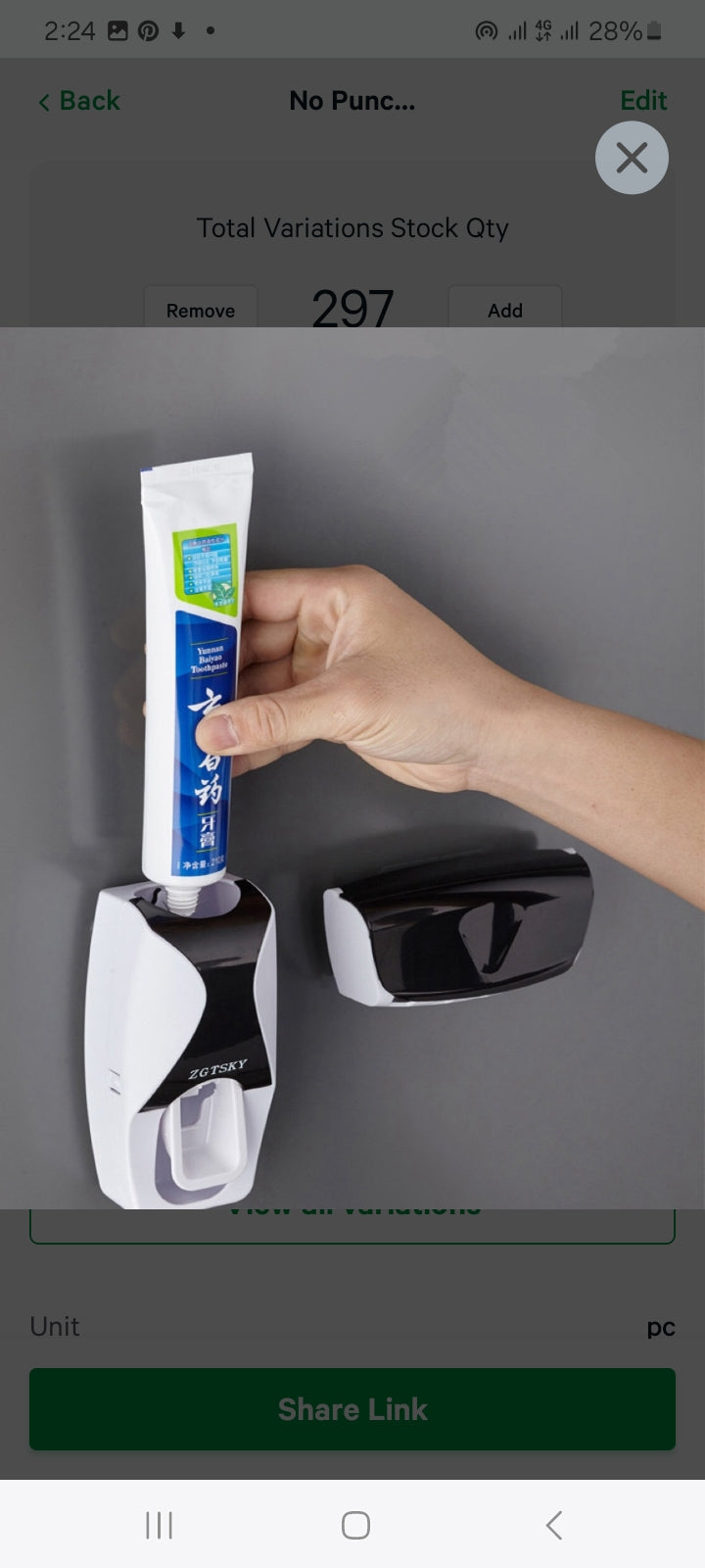 No Punch Wall Mounted Toothpaste Squeezer With  Toothbrush Holder