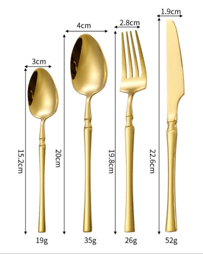 24 Piece Gold Cutlery Set 2