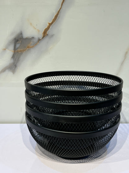 Round black Mesh fruit basket