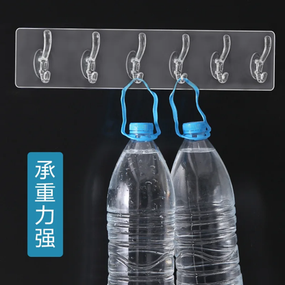 Punch free adhessive 6 row strip hook