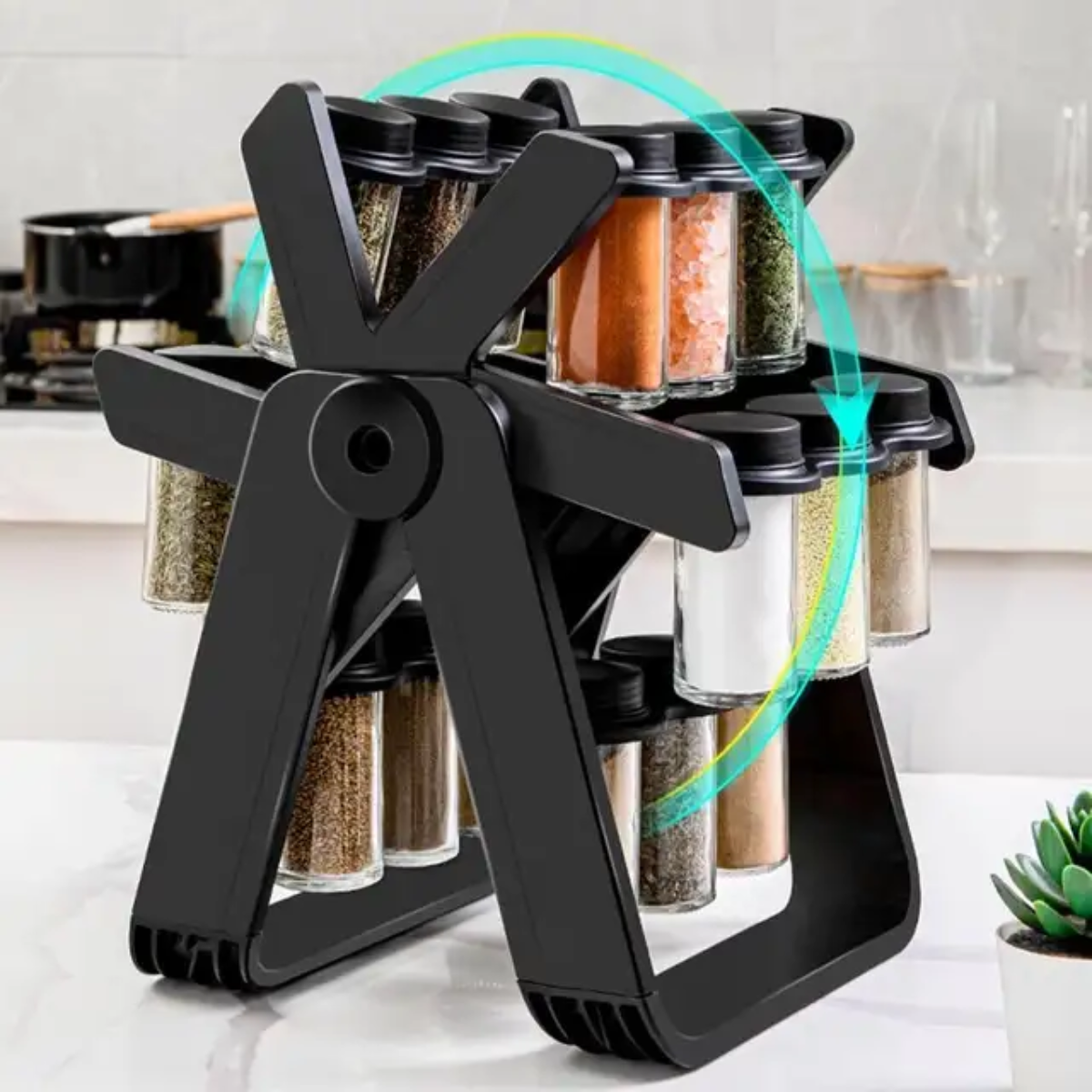 Counter top Multifunctional 18 jar spice rotating jars/rack