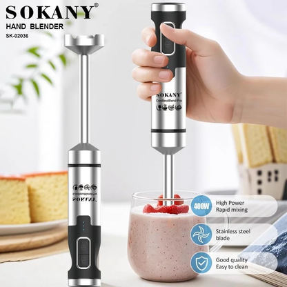 Sokany USB charging Cordless Rechargeable Immersion Hand Blender 02036