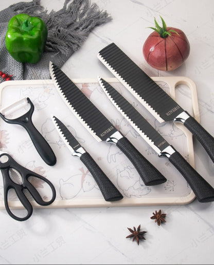 6 pieces coated steel knife set