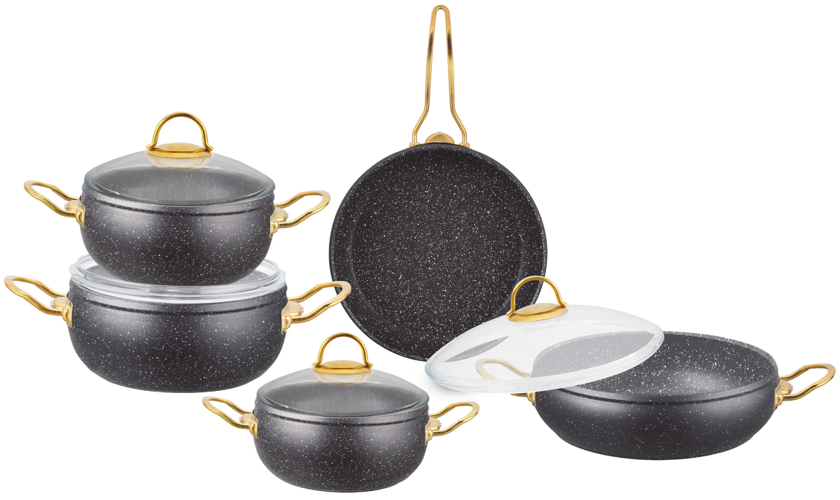 High quality Aluminium body with granite coated cookware set