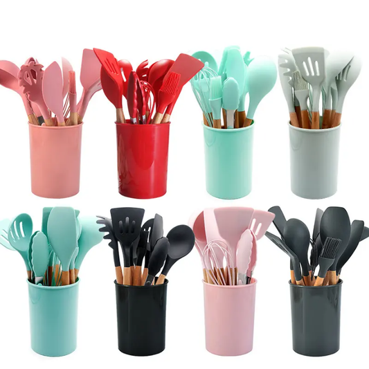 11 piece barrel style Silicone Cooking Spoon Set
