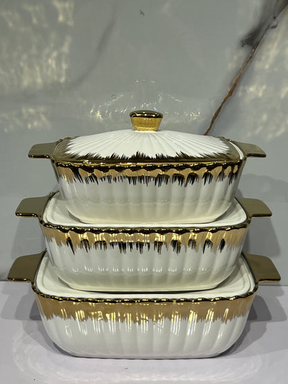 High-Quality Ceramic 3in1 serving dish AHS0080