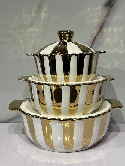High-Quality 3in1 Ceramic Serving dish AHS230055