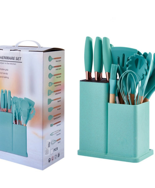 19 pcs Curved silicone spoon and knife set