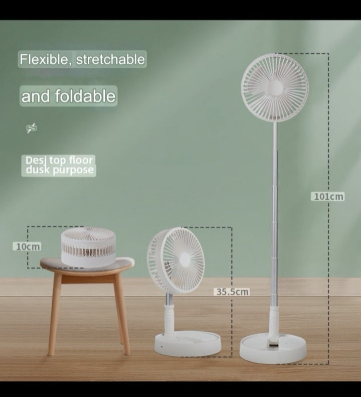 Foldable USB Chargeable  fan with Telescopic Rod
