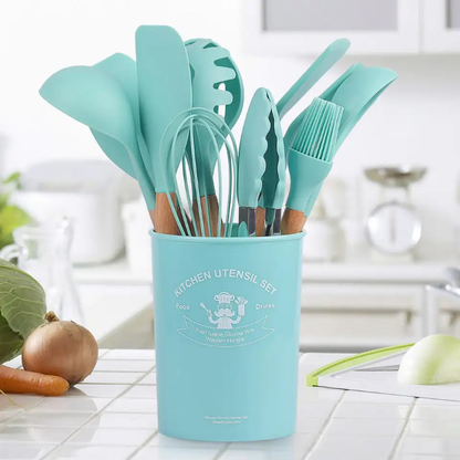 11 piece barrel style Silicone Cooking Spoon Set