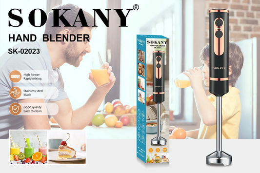 600 Watts Sokany Four blade Hand Held Immersion blender Food Processor 02023