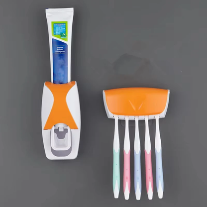 No Punch Wall Mounted Toothpaste Squeezer With  Toothbrush Holder