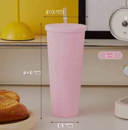 Double Layer Plastic Straw Cup