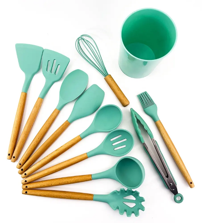 11 piece barrel style Silicone Cooking Spoon Set