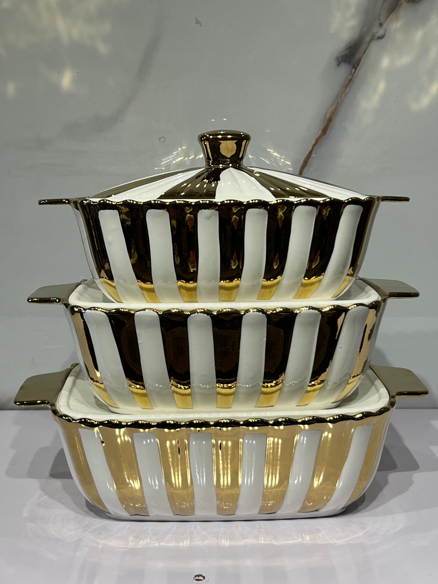 High-Quality Ceramic 3in1 serving dish AHS0051