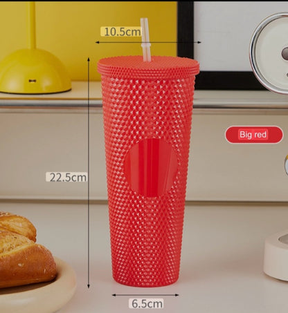 Double Layer Plastic Straw Cup
