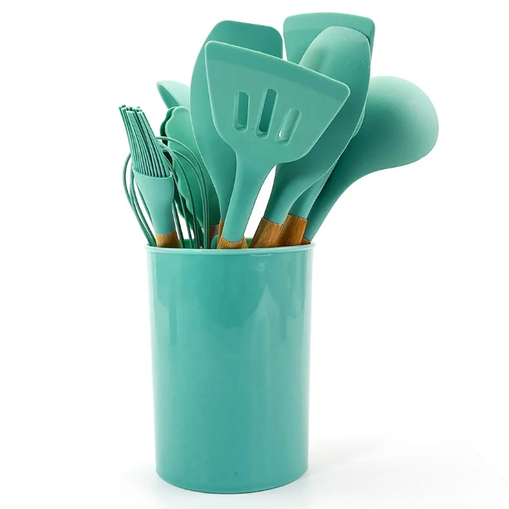 11 piece barrel style Silicone Cooking Spoon Set