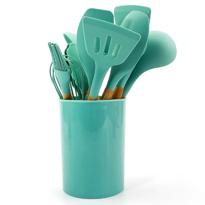 11 piece barrel style Silicone Cooking Spoon Set