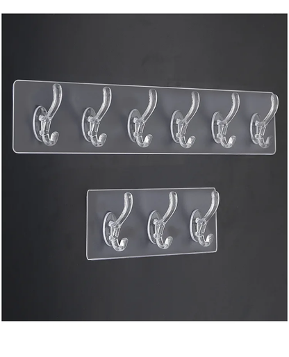Punch free adhessive 6 row strip hook