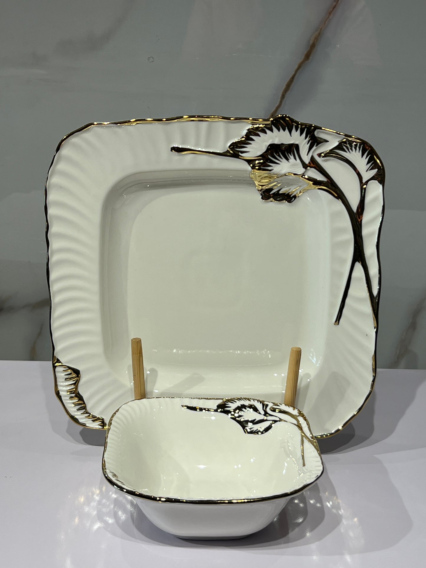 High-quality ceramic plate with flower design