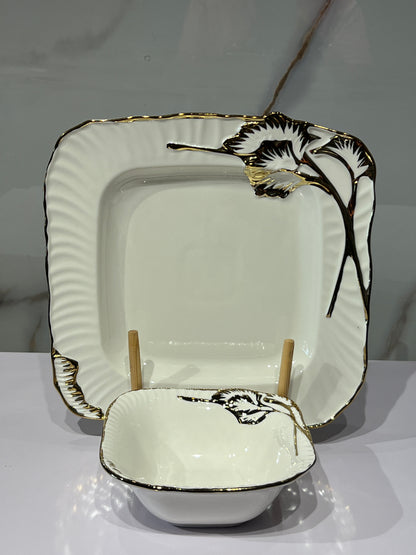 High-quality ceramic plate with flower design