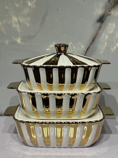 High-Quality Ceramic 3in1 serving dish AHS0051