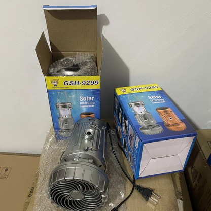 solar charging Camping Light with fan