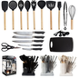 New design silicone spoons and knives set with chopping board