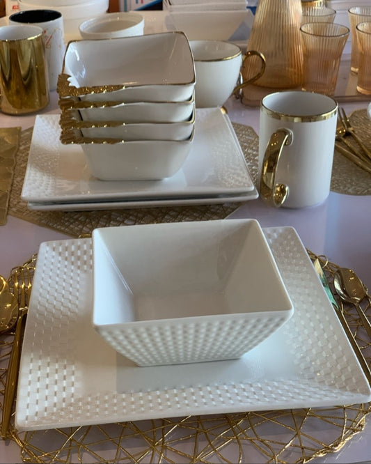 Ceramic Checkered Breakable Plate Set