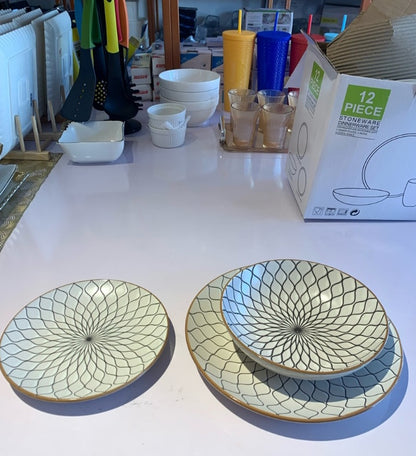 12 Piece Vintage Design Dinner Set YL12-6001