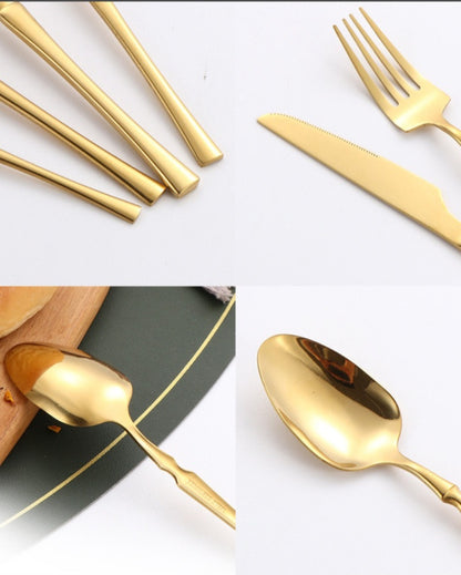24 Piece Gold Cutlery Set 2