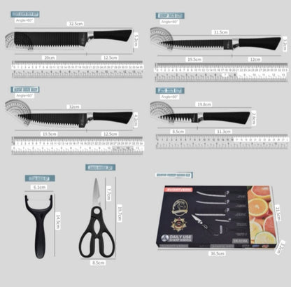 6 pieces coated steel knife set