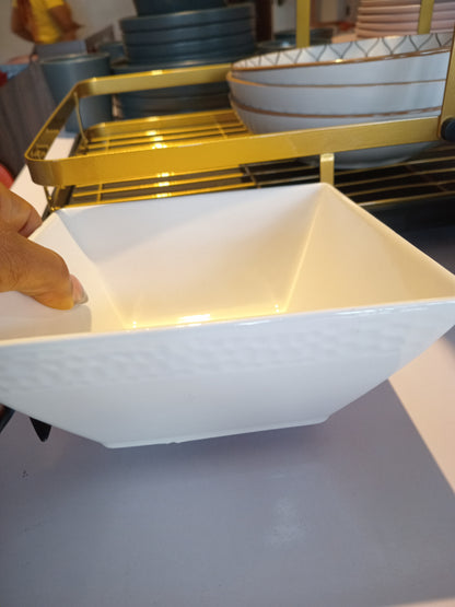 Square patterned ceramic plate set