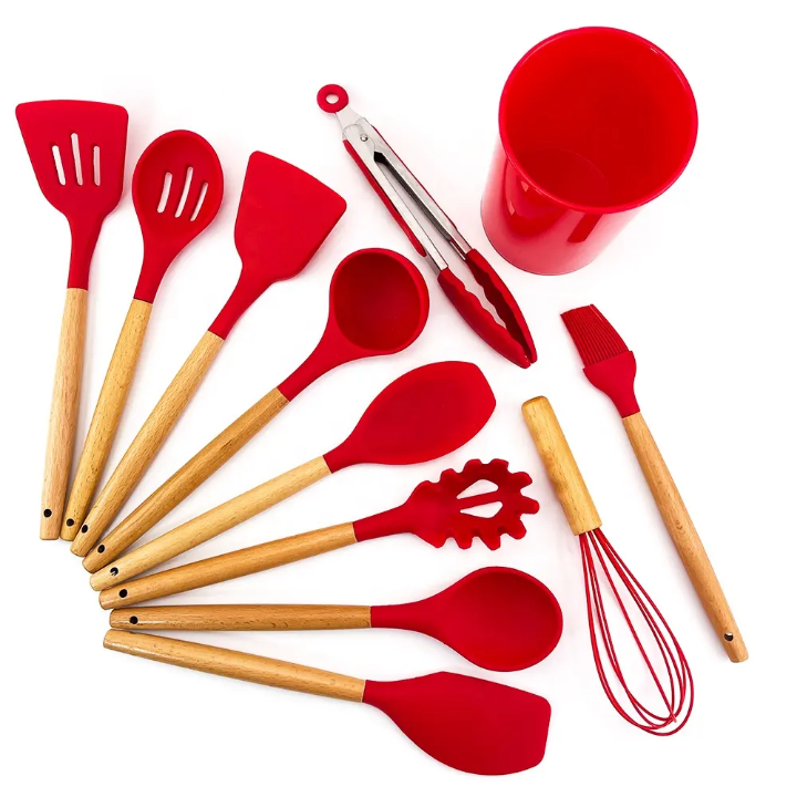 11 piece barrel style Silicone Cooking Spoon Set
